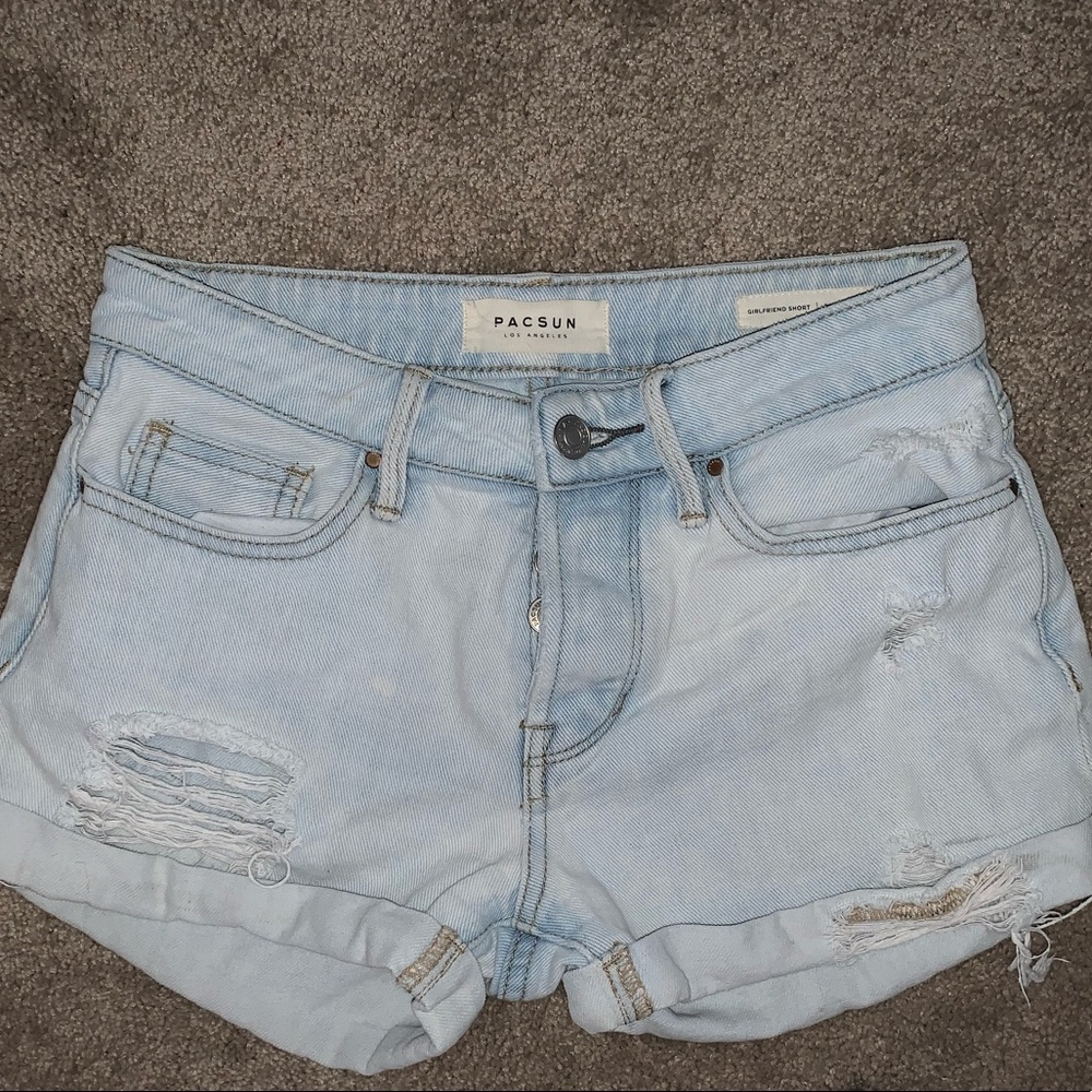 PacSun blue denim girlfriend shorts.